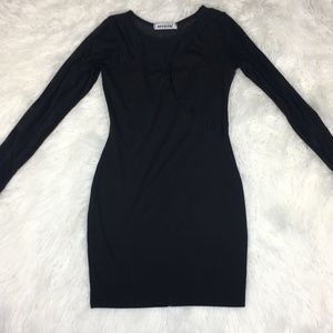 Mystic Black Bodycon Mini Dress Women S Long Sleeve Fitted Stretch